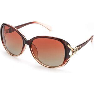 Women's Red Trendy Frame Eyes Protection Shades Polarized Sunglasses Oversized